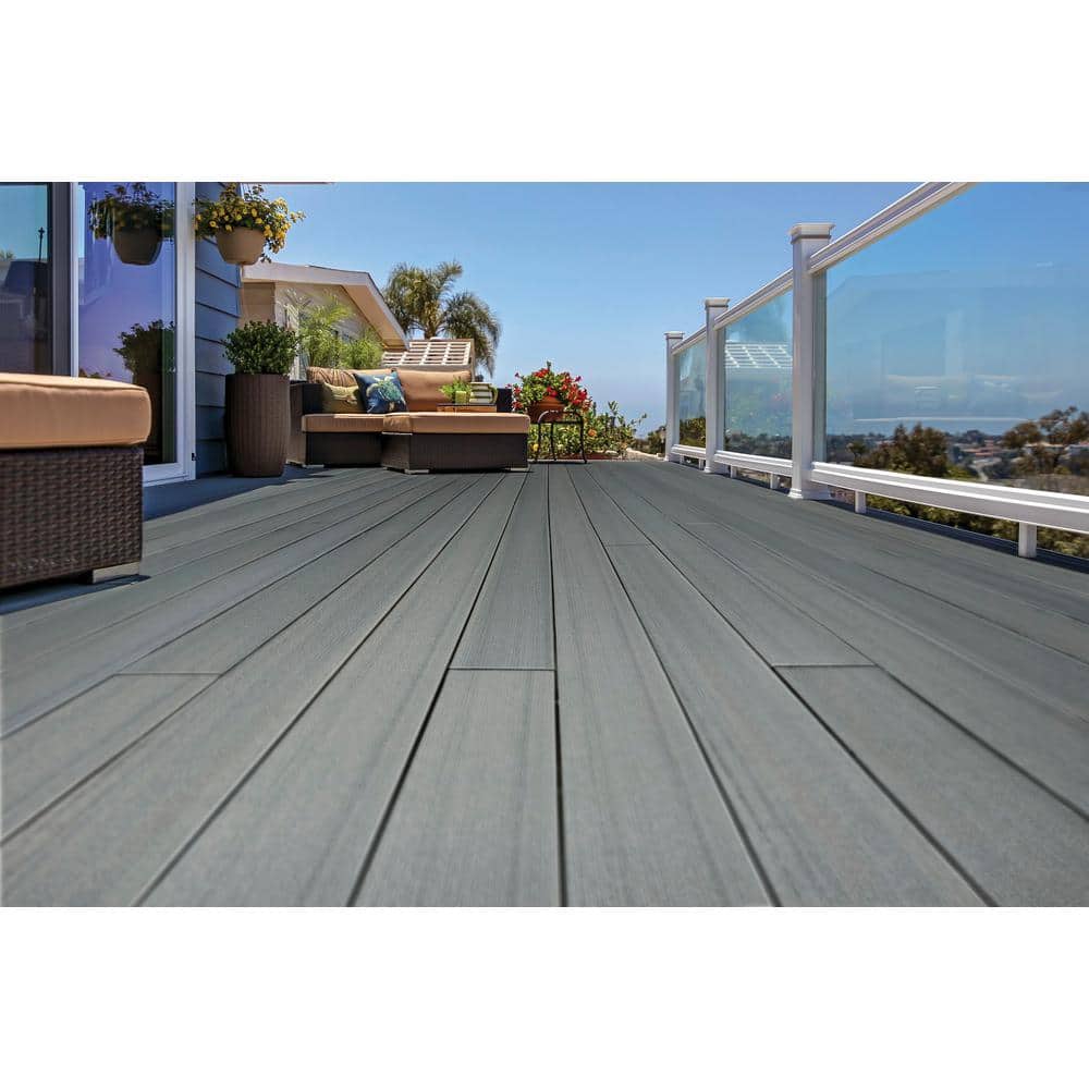 TimberTech Composite Prime+ 1 in. x 6 in. x 1 ft. Grooved Sea Salt Gray Composite Sample (Actual:0.94 in. x 5.36 in. x 1 ft)