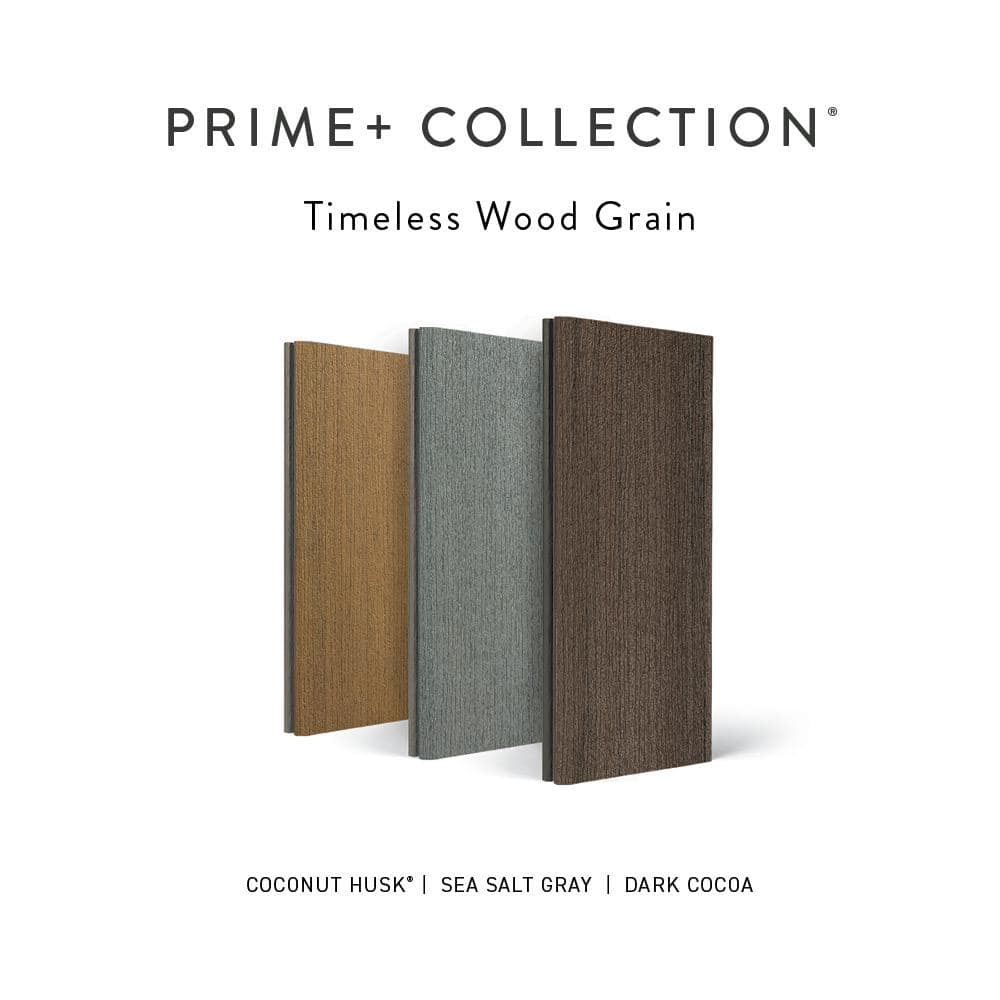TimberTech Composite Prime+ 1 in. x 6 in. x 1 ft. Grooved Sea Salt Gray Composite Sample (Actual:0.94 in. x 5.36 in. x 1 ft)