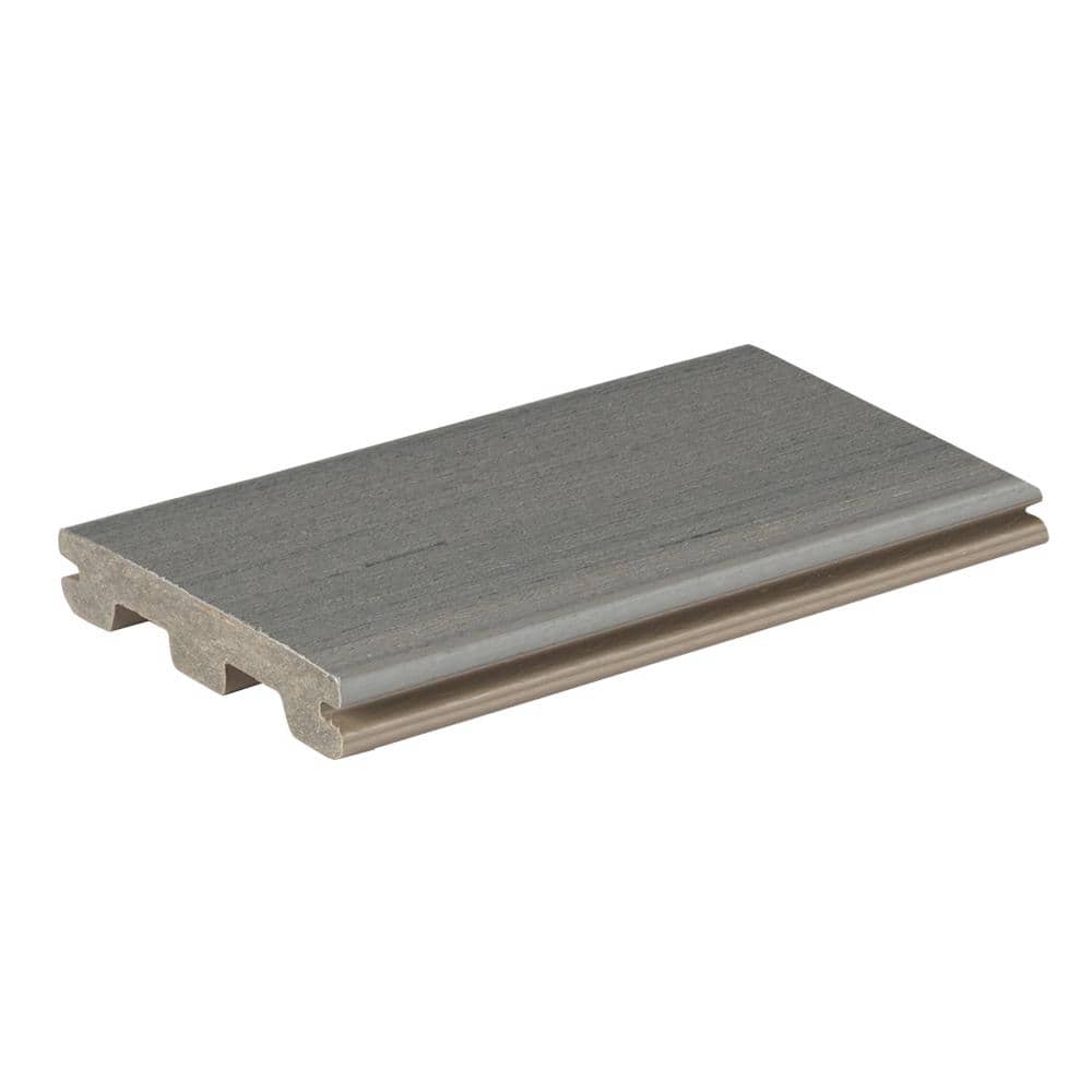 TimberTech Composite Prime+ 1 in. x 6 in. x 1 ft. Grooved Sea Salt Gray Composite Sample (Actual:0.94 in. x 5.36 in. x 1 ft)