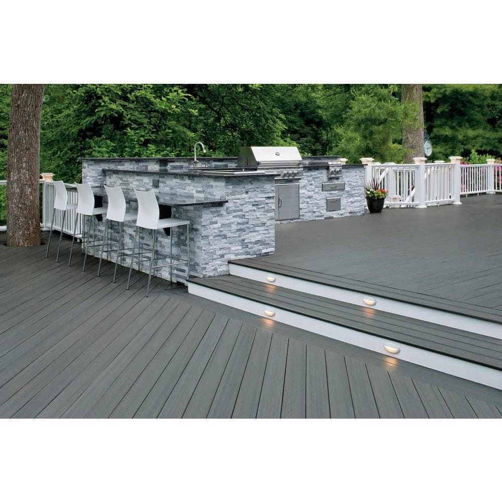 TimberTech Composite Prime+ 1 in. x 6 in. x 1 ft. Grooved Sea Salt Gray Composite Sample (Actual:0.94 in. x 5.36 in. x 1 ft)