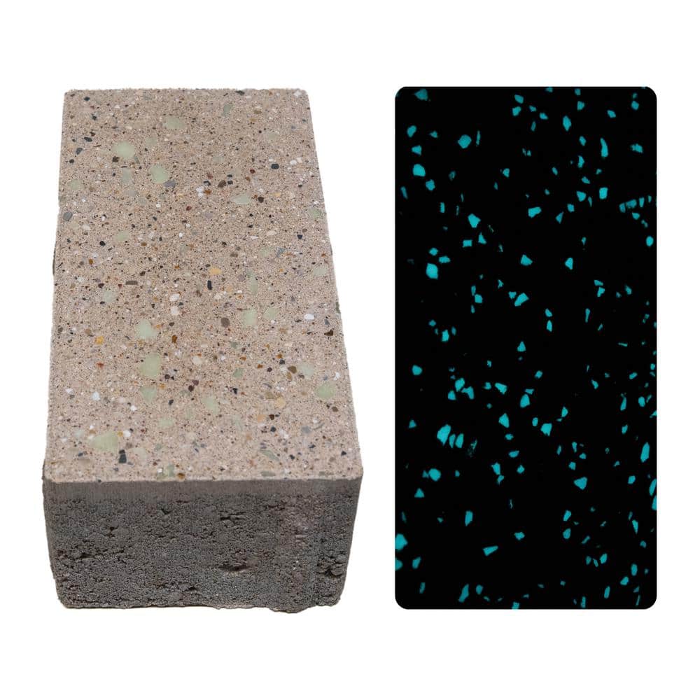 Brilliance Patio Stone - Sea Salt White Color 4 in. x 8 in. x 2-3/8 in. - Glow in the Dark Concrete Paver