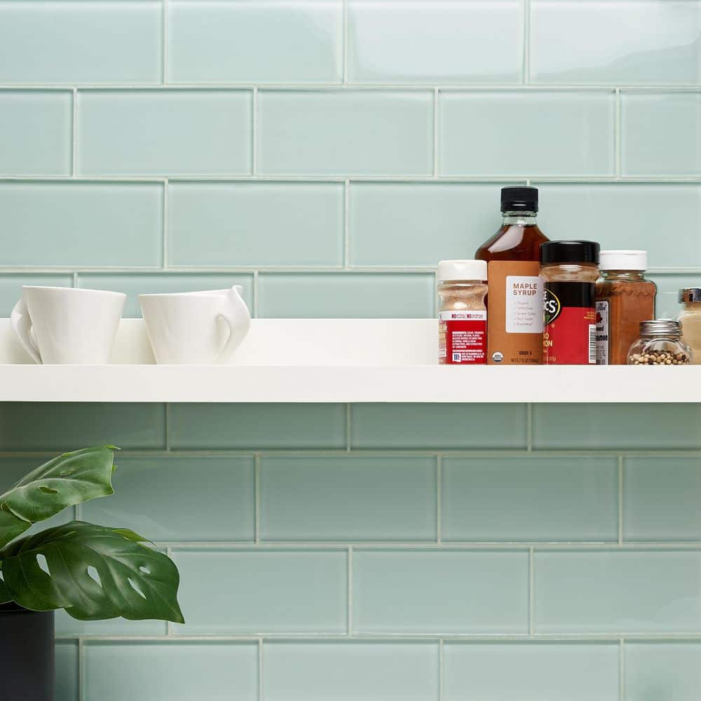 Ivy Hill Tile Contempo Seafoam 3 in. x 6 in. x 8 mm Polished Glass Subway Tile (32 pieces, 4 sq. ft. per box)