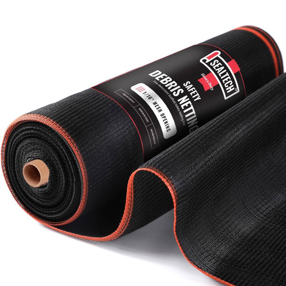 SEALTECH Black-5.5 ft. X 200 ft. Debris Netting Rolls - Fire Retardant,1/4 in. Mesh Roll