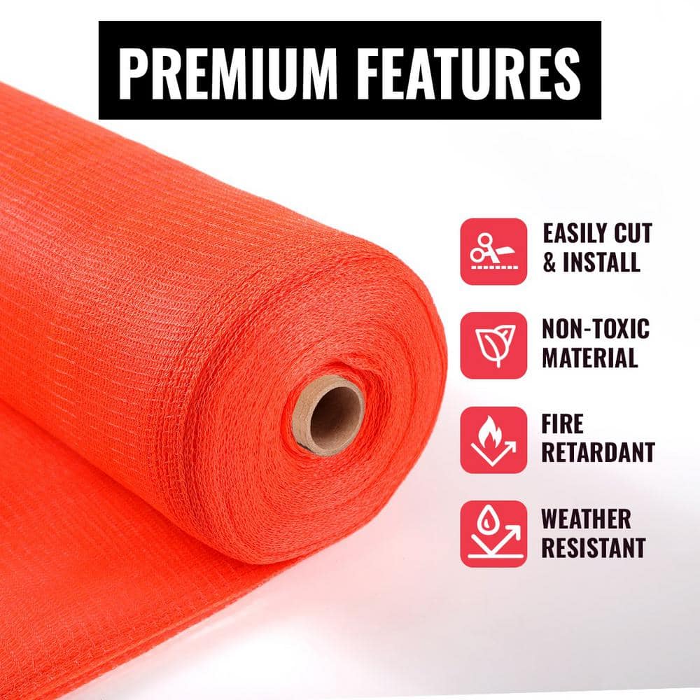 SEALTECH Orange-10 ft.. X 200 ft. Debris Netting Rolls - Fire Retardant,1/4 in. Mesh Roll
