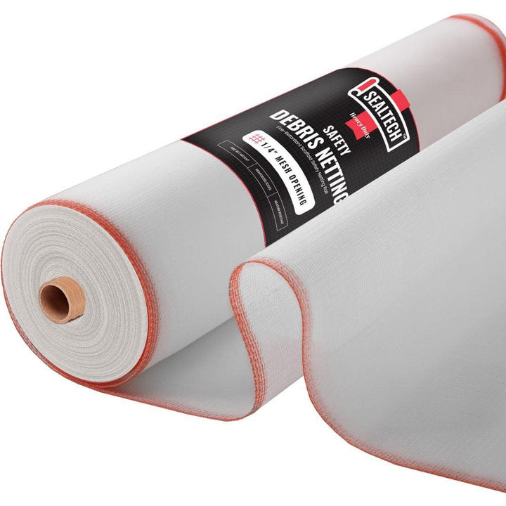 SEALTECH White-8.5 ft. X 50 ft. Debris Netting Rolls - Fire Retardant,1/4 in. Mesh Roll
