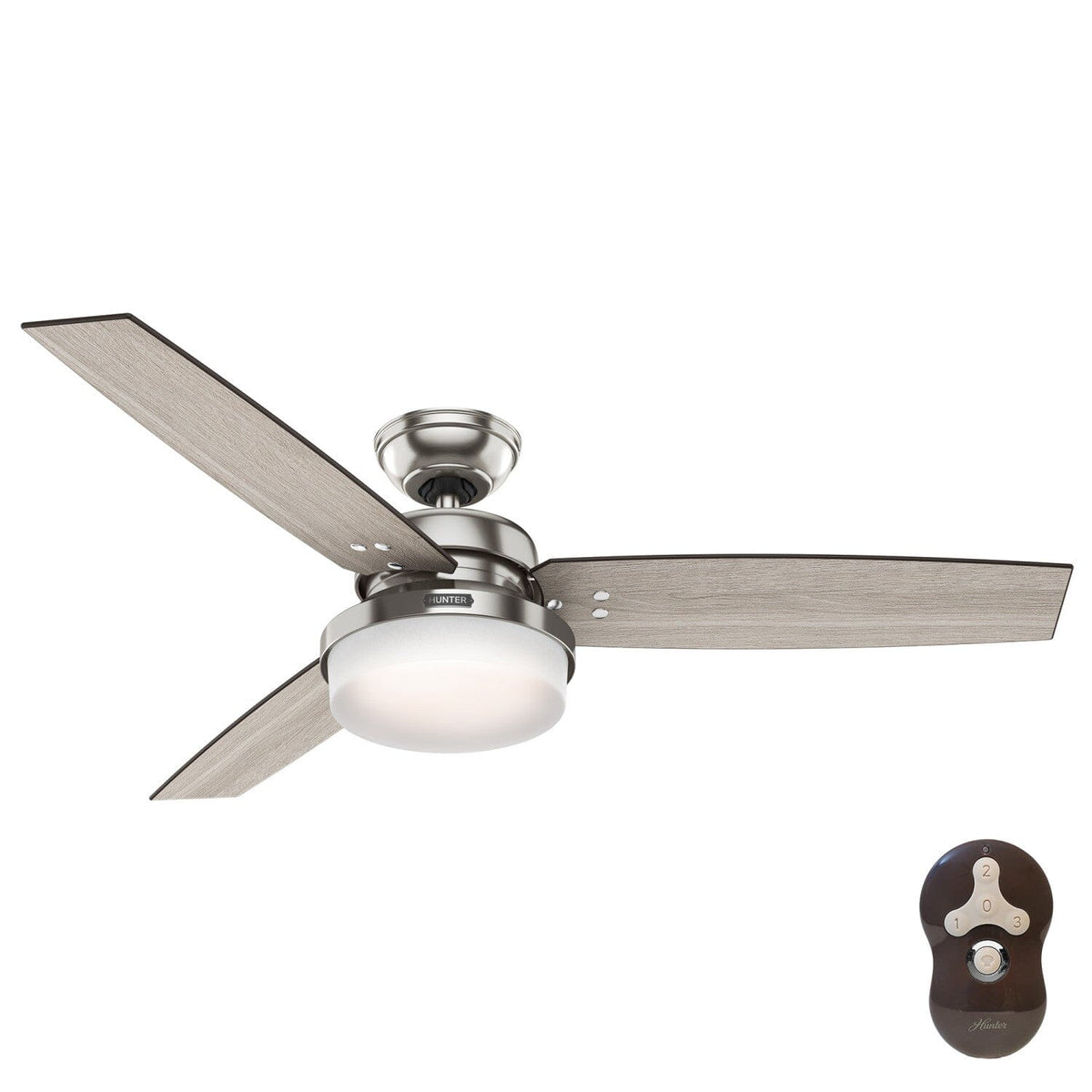 Hunter Sentinel 52-in Brushed Nickel LED Indoor Ceiling Fan with Remote (3-Blade)