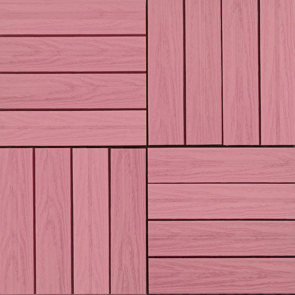 NewTechWood UltraShield Naturale 1 ft. x 1 ft. Quick Deck Outdoor Composite Deck Tile Sample in Seoul Pink