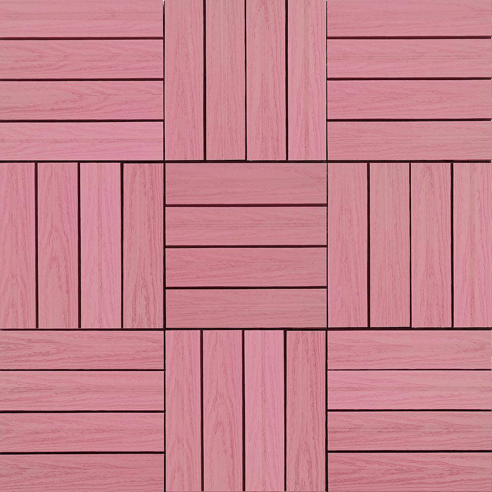 NewTechWood UltraShield Naturale 1 ft. x 1 ft. Quick Deck Outdoor Composite Deck Tile Sample in Seoul Pink