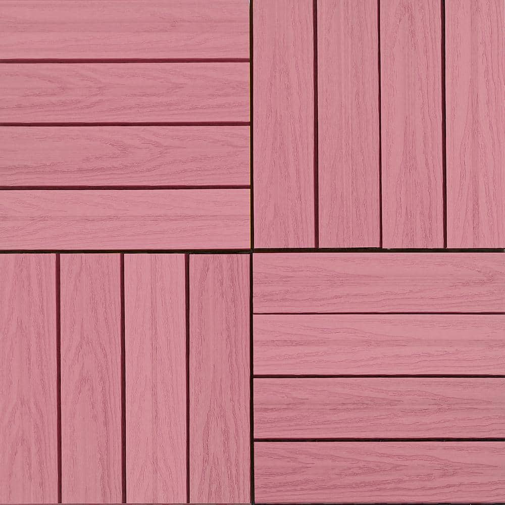 NewTechWood UltraShield Naturale 1 ft. x 1 ft. Quick Deck Outdoor Composite Deck Tile in Seoul Pink (10 sq. ft. Per Box)