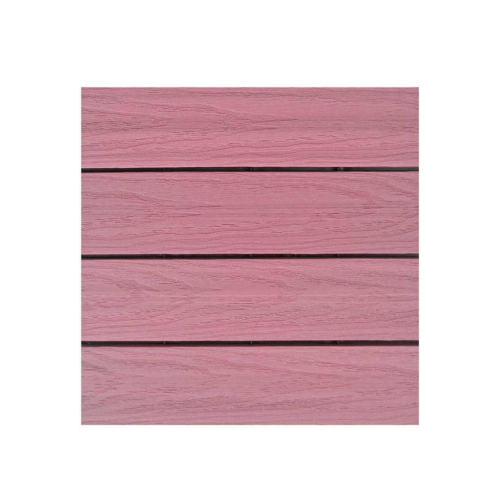 NewTechWood UltraShield Naturale 1 ft. x 1 ft. Quick Deck Outdoor Composite Deck Tile in Seoul Pink (10 sq. ft. Per Box)