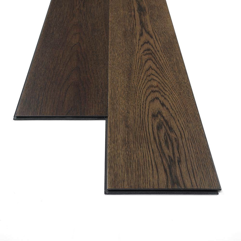 Sure+ Sepia Brown Hickory Hickory 1/4 in. T x 6.5 in. W Click Lock W Brushed Engineered Hardwood Flooring (21.7 sq.ft./case)
