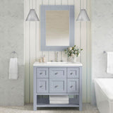 James Martin Vanities Solene 28" x 38" Serenity Blue Vanity Mirror