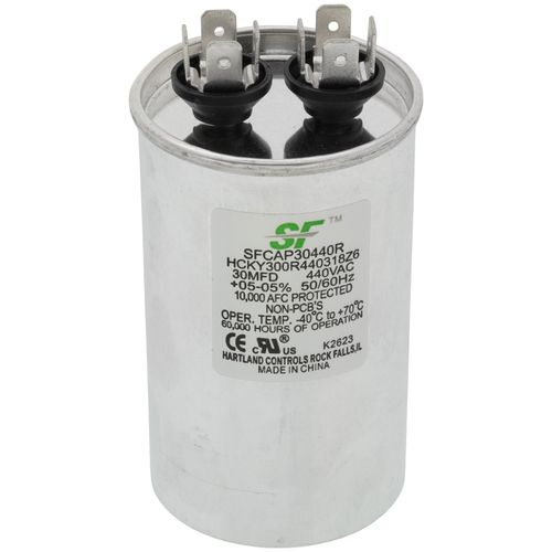 Trane SFCAP30440R capacitor - front view (Voltage: 440v; MFD: 30)