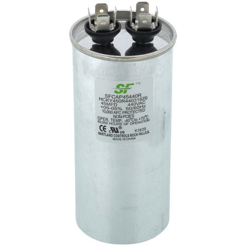 Trane SFCAP45440R capacitor - front view (Voltage: 440V; MFD: 45)