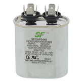 Trane SFCAP5440 capacitor - front view (Voltage: 370/440v; MFD: 5)