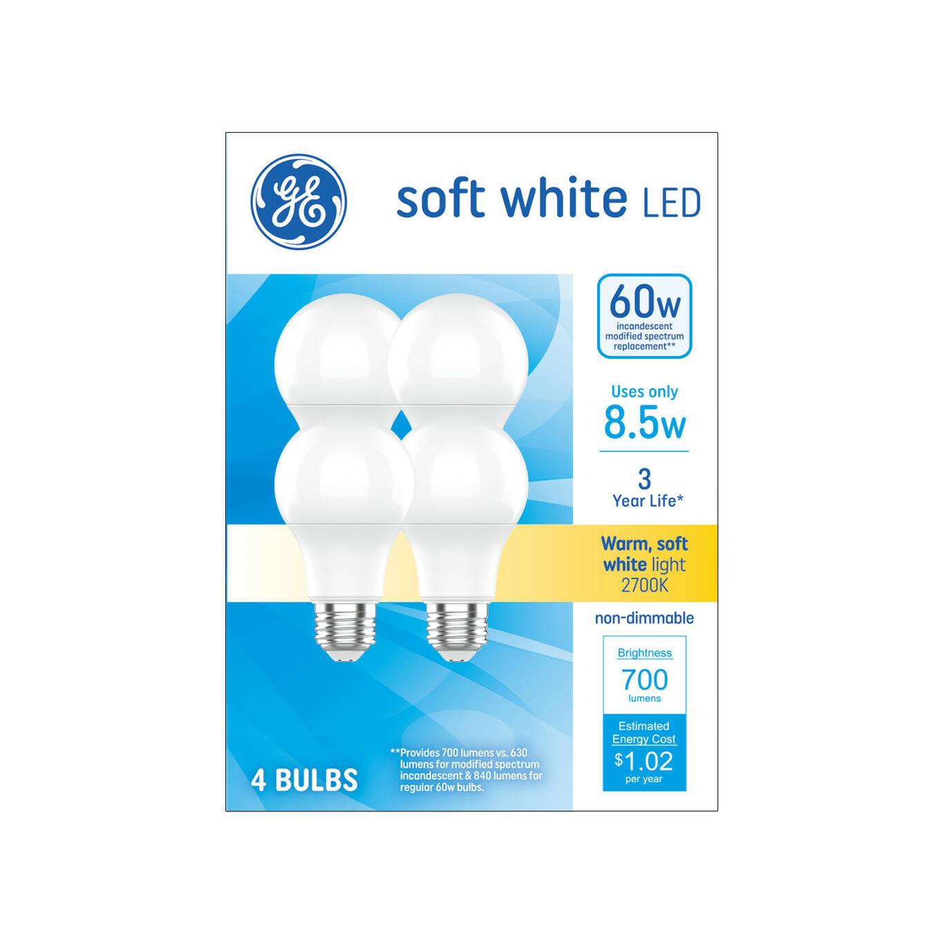 GE Basic 60-Watt EQ A19 Soft White LED Light Bulb, Non-Dimmable, Medium Base, 700 Lumens (16-Pack)