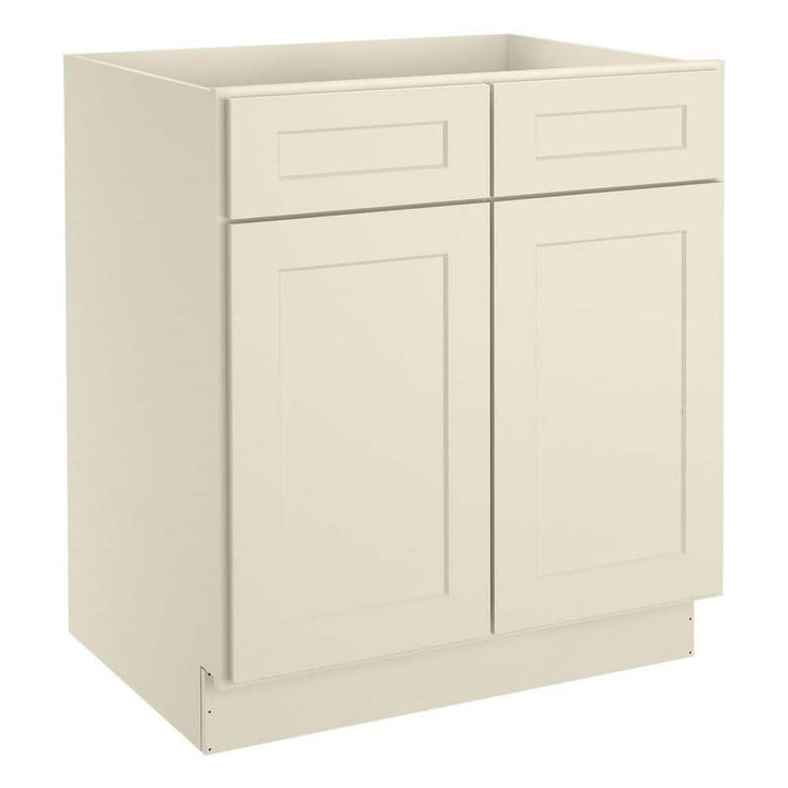 HOMEIBRO Newport Antique White Plywood Shaker Style 2-Doors 2-Drawers Base Kitchen Cabinet (30 in.W x 24 in.D x 34.5 in.H)