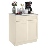 HOMEIBRO Newport Antique White Plywood Shaker Style 2-Doors 2-Drawers Base Kitchen Cabinet (30 in.W x 24 in.D x 34.5 in.H)