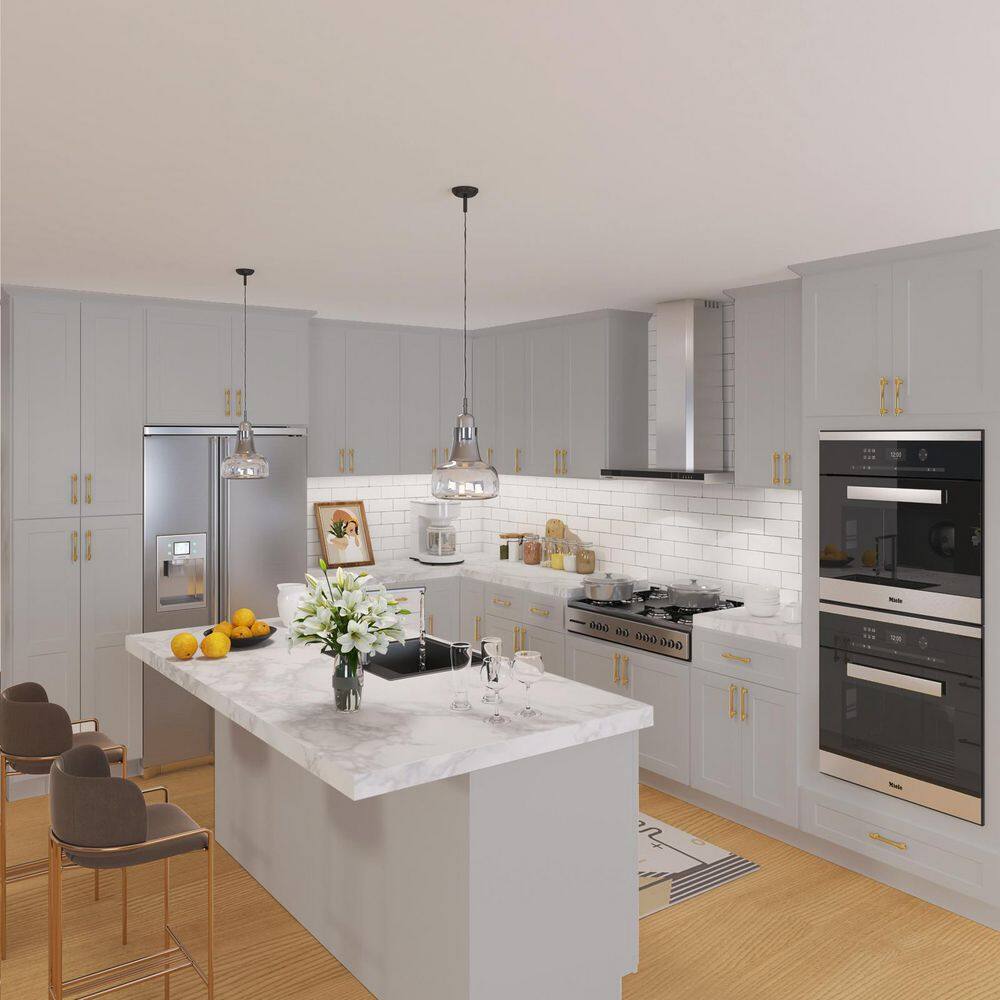 HOMEIBRO 18 in. W x 12 in. D x 42 in. H in Shaker Dove Plywood Ready to Assemble Wall Cabinet 1-Door 3-Shelves Kitchen Cabinet