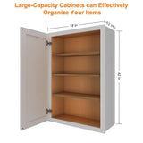 HOMEIBRO 18 in. W x 12 in. D x 42 in. H in Shaker Dove Plywood Ready to Assemble Wall Cabinet 1-Door 3-Shelves Kitchen Cabinet