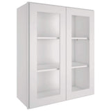 HOMEIBRO 30-in W X 12-in D X 36-in H in Shaker Dove Plywood Ready to Assemble Wall Glass kitchen Cabinet