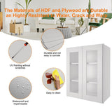 HOMEIBRO 30-in W X 12-in D X 36-in H in Shaker Dove Plywood Ready to Assemble Wall Glass kitchen Cabinet