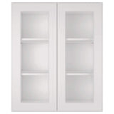 HOMEIBRO 30-in W X 12-in D X 36-in H in Shaker Dove Plywood Ready to Assemble Wall Glass kitchen Cabinet