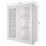 HOMEIBRO 30-in W X 12-in D X 36-in H in Shaker Dove Plywood Ready to Assemble Wall Glass kitchen Cabinet