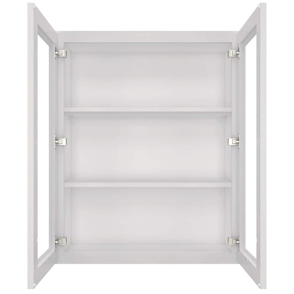 HOMEIBRO 30-in W X 12-in D X 36-in H in Shaker Dove Plywood Ready to Assemble Wall Glass kitchen Cabinet