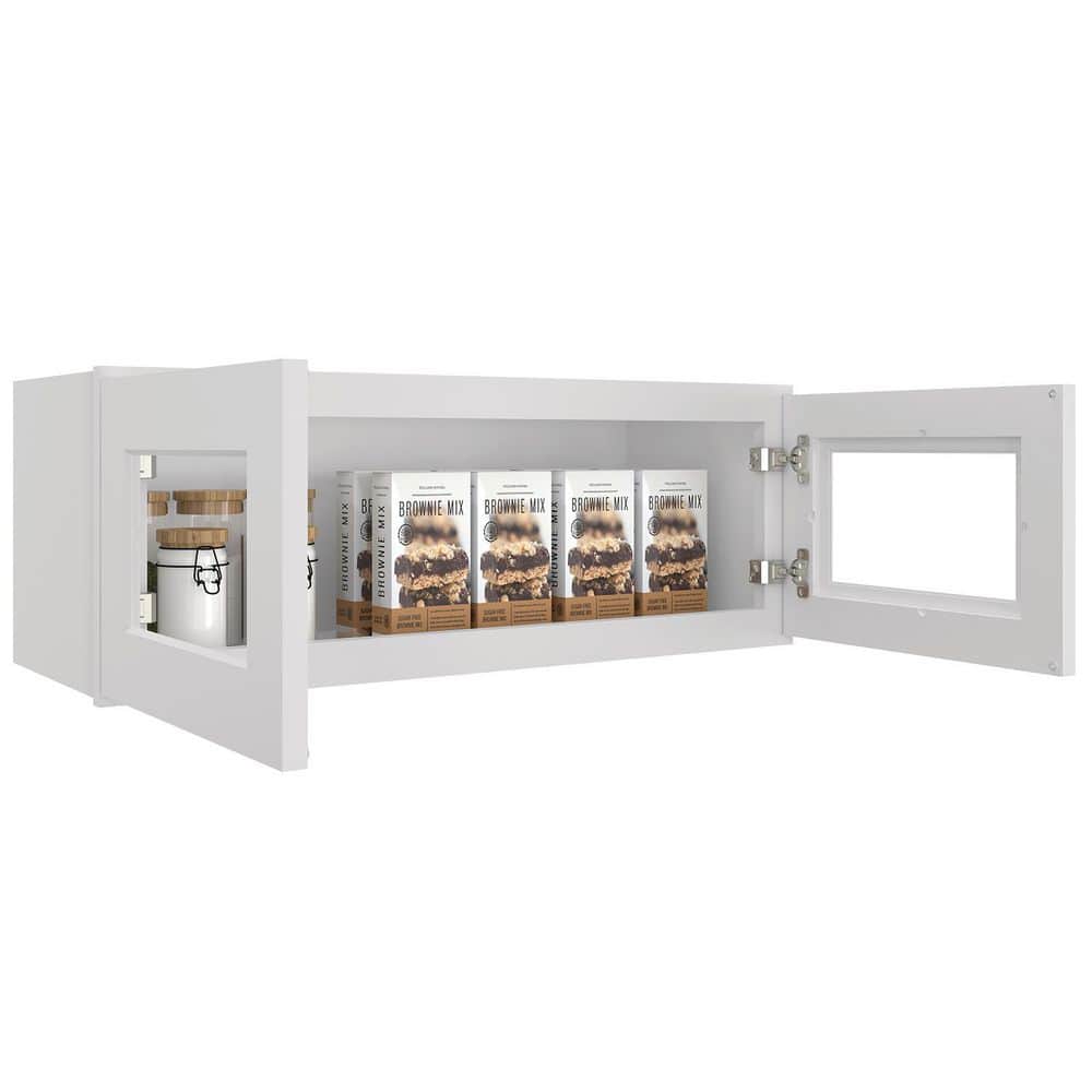 HOMEIBRO Newport Shaker Dove Ready to Assemble Wall Cabinet with 2-Doors(33 in. W x 12 in. H x 12 in. D)