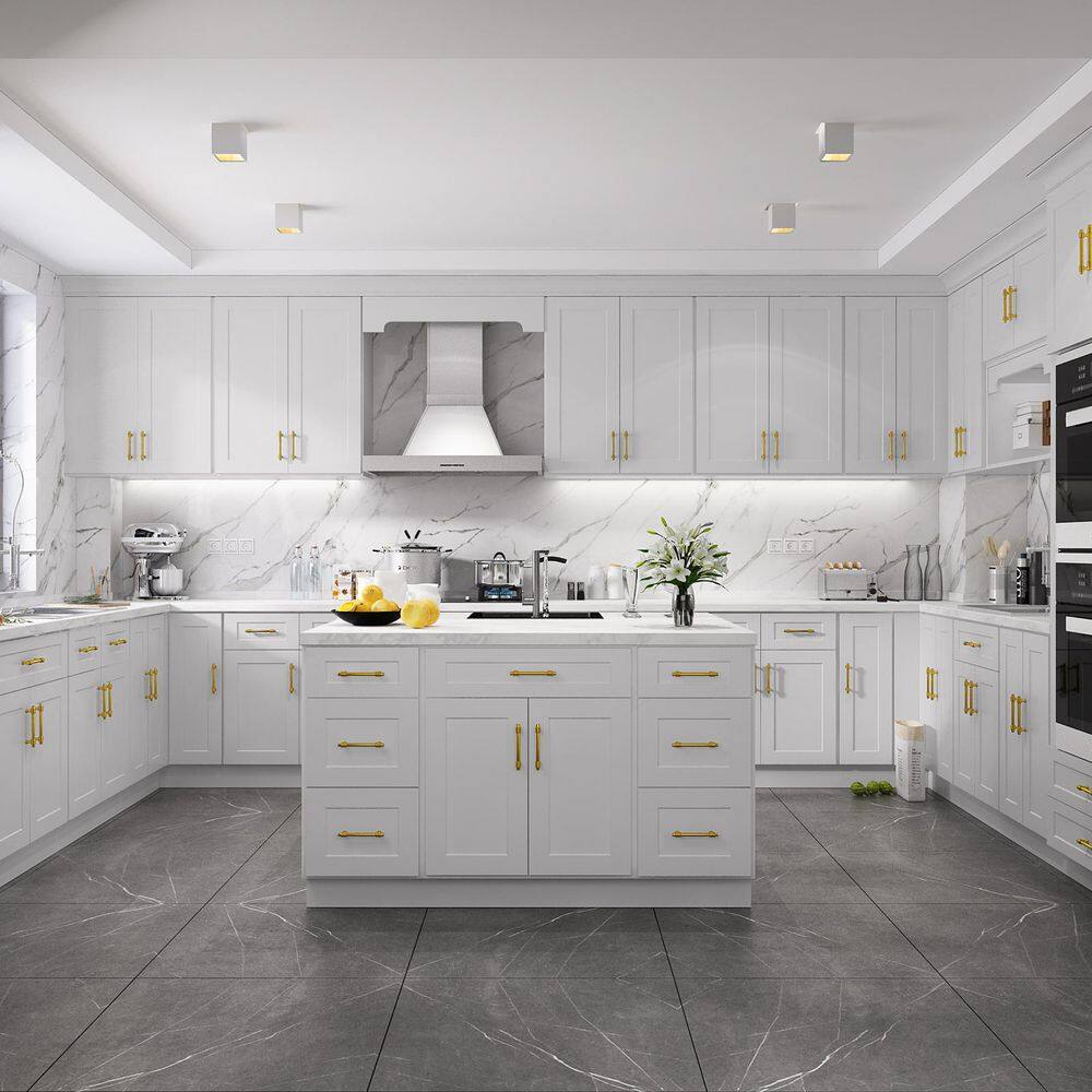 HOMEIBRO Newport Shaker Dove Ready to Assemble Wall Cabinet with 2-Doors(33 in. W x 12 in. H x 12 in. D)
