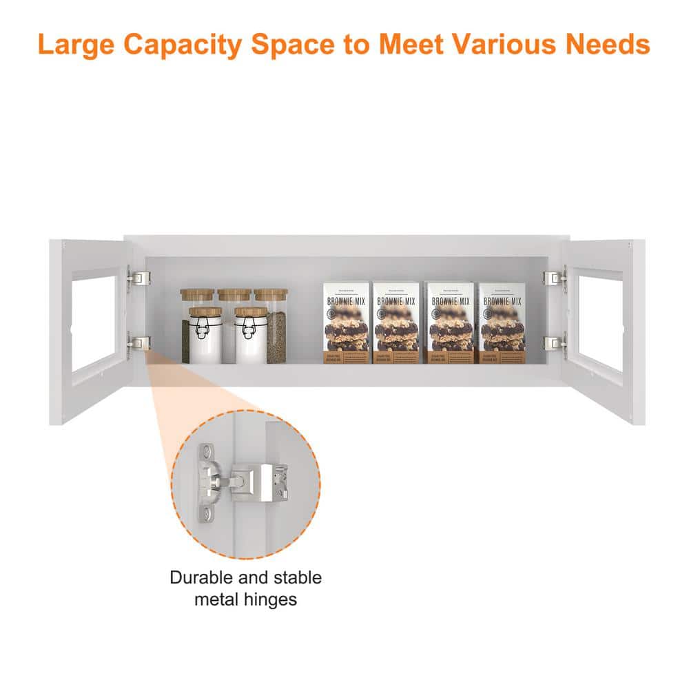 HOMEIBRO 36 in. W X 12 in. D X 12 in. H in Shaker Dove Plywood Ready to Assemble Wall Kitchen Cabinet with 2-Doors