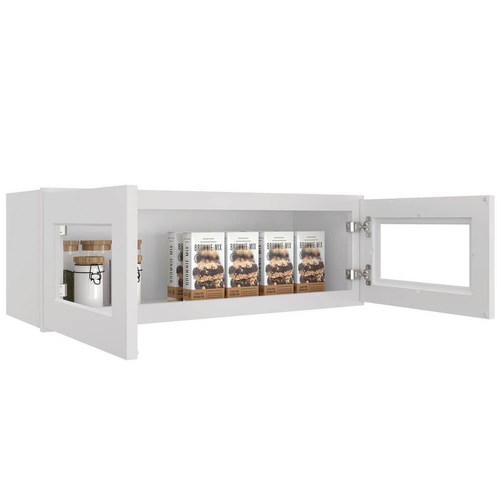 HOMEIBRO 36 in. W X 12 in. D X 12 in. H in Shaker Dove Plywood Ready to Assemble Wall Kitchen Cabinet with 2-Doors