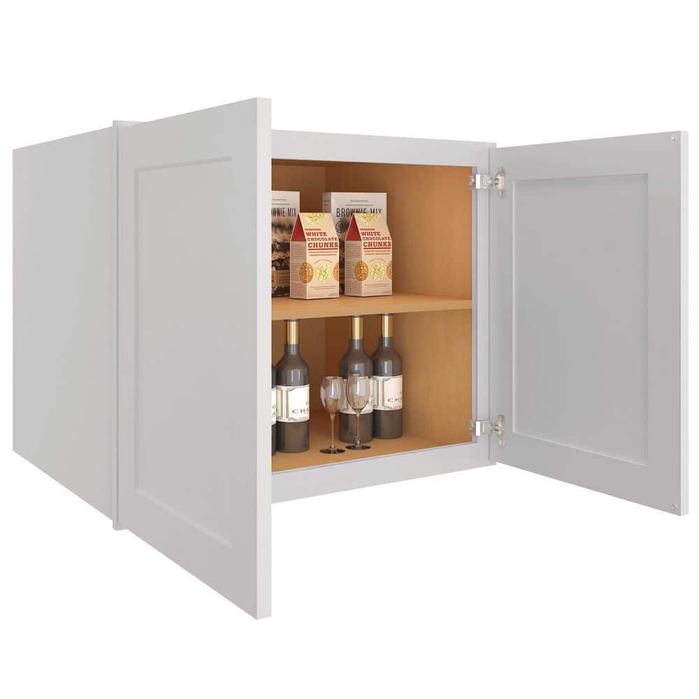 HOMEIBRO 30-in. W x 24-in. D x 24-in. H in Shaker Dove Plywood Ready to Assemble Wall Bridge Kitchen Cabinet with 2 Doors