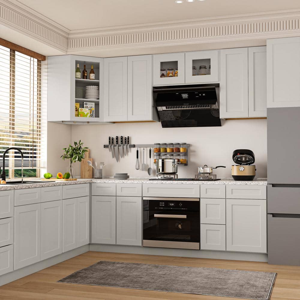42 in. W x 24 in. D x 34.5 in. H Ready to Assemble Plywood Base Kitchen Cabinet in Shaker Dove