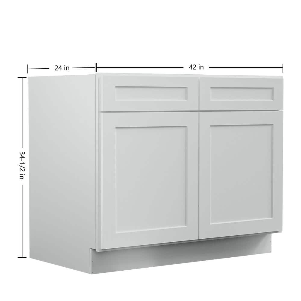 42 in. W x 24 in. D x 34.5 in. H Ready to Assemble Plywood Base Kitchen Cabinet in Shaker Dove