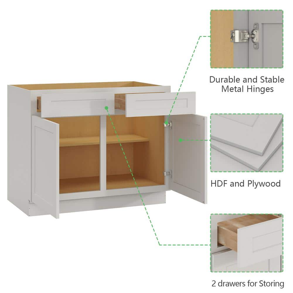 42 in. W x 24 in. D x 34.5 in. H Ready to Assemble Plywood Base Kitchen Cabinet in Shaker Dove