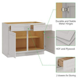42 in. W x 24 in. D x 34.5 in. H Ready to Assemble Plywood Base Kitchen Cabinet in Shaker Dove