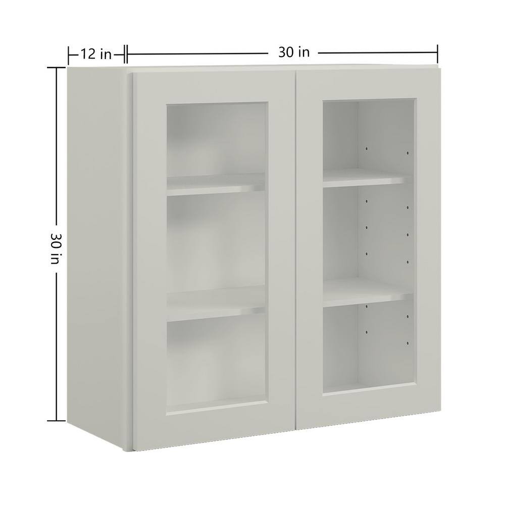 30 in. W x 12 in. D x 30 in. H in Shaker Dove Plywood Ready to Assemble Wall Cabinets with Shelf without Glass