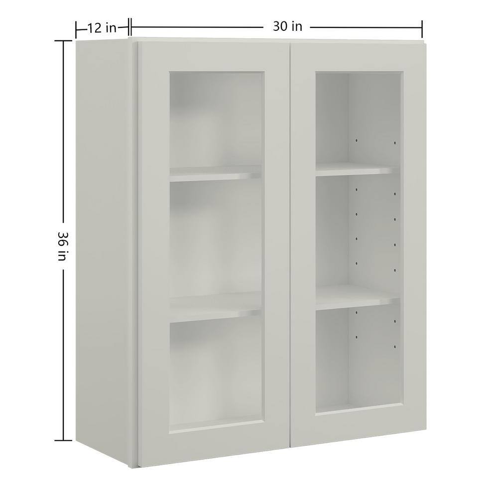 30 in. W x 12 in. D x 36 in. H in Shaker Dove Plywood Ready to Assemble Wall Cabinets with Shelf without Glass