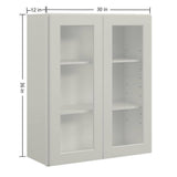 30 in. W x 12 in. D x 36 in. H in Shaker Dove Plywood Ready to Assemble Wall Cabinets with Shelf without Glass