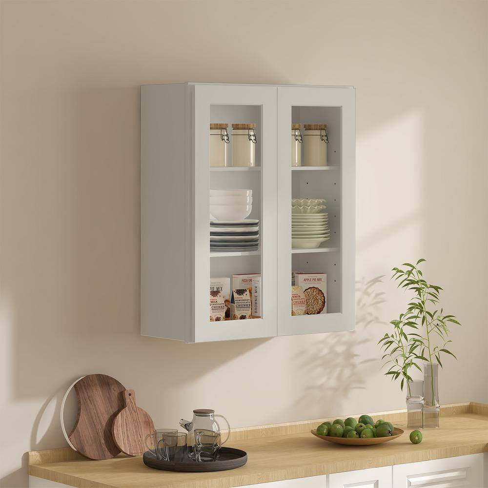 30 in. W x 12 in. D x 36 in. H in Shaker Dove Plywood Ready to Assemble Wall Cabinets with Shelf without Glass