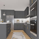 HOMEIBRO 27 in.W x 24 in.D x 34.5 in.H in Shaker Gray Plywood Ready to Assemble Base Kitchen Cabinet with 1-Drawer 2-Doors