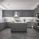 HOMEIBRO 27 in.W x 24 in.D x 34.5 in.H in Shaker Gray Plywood Ready to Assemble Base Kitchen Cabinet with 1-Drawer 2-Doors