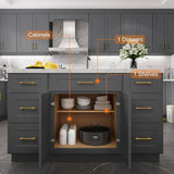 HOMEIBRO 27 in.W x 24 in.D x 34.5 in.H in Shaker Gray Plywood Ready to Assemble Base Kitchen Cabinet with 1-Drawer 2-Doors