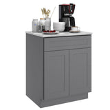 HOMEIBRO 27 in.W x 24 in.D x 34.5 in.H in Shaker Gray Plywood Ready to Assemble Base Kitchen Cabinet with 1-Drawer 2-Doors