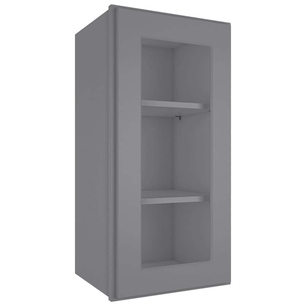 HOMEIBRO 15 in. W X 12 in. D X 30 in. H in Shaker Gray Plywood Ready to Assemble Wall Kitchen Cabinet with 1-Door 3-Shelves