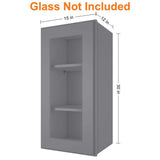 HOMEIBRO 15 in. W X 12 in. D X 30 in. H in Shaker Gray Plywood Ready to Assemble Wall Kitchen Cabinet with 1-Door 3-Shelves
