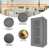 HOMEIBRO 15 in. W X 12 in. D X 30 in. H in Shaker Gray Plywood Ready to Assemble Wall Kitchen Cabinet with 1-Door 3-Shelves