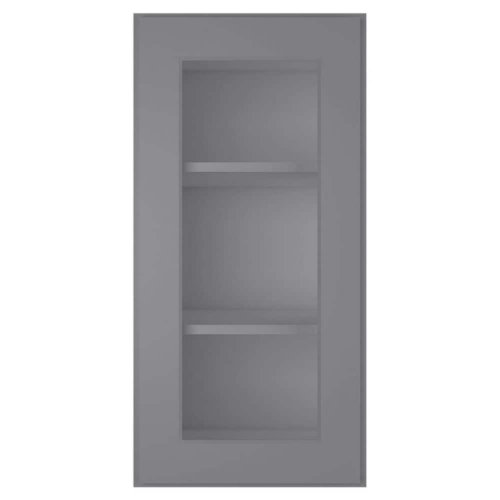 HOMEIBRO 15 in. W X 12 in. D X 30 in. H in Shaker Gray Plywood Ready to Assemble Wall Kitchen Cabinet with 1-Door 3-Shelves